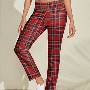 Acegolfs Not So Classic 28” Performance Stretch Ankle Pants. Red Plaid. Size M
